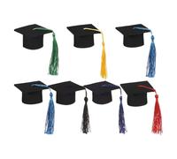 Lot de 7 décorations de chapeau de remise de diplôme avec pompons - Accessoires photo, chapeau miniature pour l'école, le collège, la maternelle