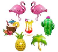 Lot de 7 décorations de fête de piscine, fête hawaïenne, décoration de plage pour fêtes d'été et fêtes Aloha, kit de ballons à l'hélium pour fêtes tropicales et arrangements de fêtes sur la plage
