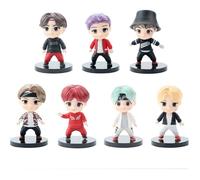 Lot de 7 décorations de gâteau BTS Youth League - Version Q Personnage idole Décoration de gâteau de voiture - Figurine BTS (B)