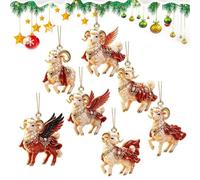 Lot de 7 décorations de Noël en acrylique 2D en forme d'animal rustique | Pendentifs festifs en forme de mouton pour cheminée, couronne murale, salon, ferme