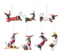 Lot De 7 Décorations De Noël Teckel, Pendentifs De Noël 2D en Acrylique Représentant Un Adorable Chien, Résistants À La Décoloration, pour Sapin DeNoël, Voiture Ou Maison