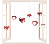 Lot de 7 décorations de plafond pour la Saint-Valentin en forme de cœur creux rouge | Serpentins à suspendre pour mariage, demande et anniversaire, pendentif d'amour romantique pour décoration