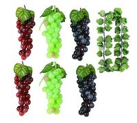 通用 Lot de 7 décorations de Raisin artificiels - pour Vigne de Vache - Fruits - Décoration de Jardin - Accessoires de décoration (3 Couleurs - Livré avec Un rotin)