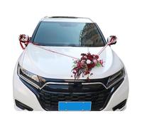 Lot de 7 décorations de voiture de mariage avec fleurs artificielles réalistes pour décoration incluse, rétroviseur et poignée de porte