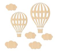 Lot de 7 décorations murales en bois avec montgolfière en bois, nuages, adorable décoration murale pour enfants, garçons, filles, familles, chambre d'enfant, chambre de bébé, décoration murale faite à