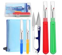 Lot de 7 découseurs de couture, 2 grands découseurs et 2 petits découseurs avec capuchon de protection pour enlever les points, découseur avec ciseaux, sac de rangement, boîte de rangement pour