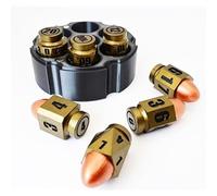 Lot de 7 dés Bullet avec base en résine Revolver Cube en laiton Polyèdre Résine Set Bullet Dice Set de cartouches de dés Cyberpunk