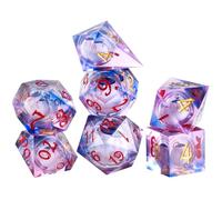 Lot de 7 dés D20 « Evil Eye » - Yeux mobiles - Dés DND avec œil mobile à l'intérieur des coins pointus - Dés polyédriques pour jeu de rôle - Dés D20 pour Halloween - Rouge
