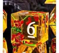 Lot de 7 dés DND à bords rasoir, gravure florale DNDND pour jeu de table Donjons et Dragon