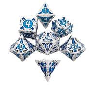 Lot de 7 dés DND à bords tranchants fabriqués à la main - Jeu de dés polyédriques uniques pour jeux de rôle critique - Donjons, Dragons, Pathfinder