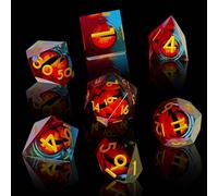 Lot de 7 dés DND Dragon Eye, donjons et dragons, avec coffret cadeau - Idéal pour les jeux de rôle (Bleu/rouge)