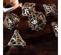 Lot de 7 dés DND en métal à bords tranchants faits à la main, dés polyédriques de luxe pour jeux de rôle de Donjons, Dragons, Pathfinder, jeux de rôle