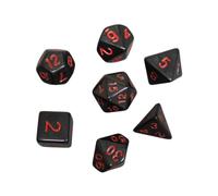 Lot de 7 dés DND marbrés, noir minuit et rouge fluo, dés de jeu à rouler avec sac à dés