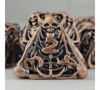 Lot de 7 dés DND polyédriques creux en métal pour jeux de rôle Donjons et Dragons, pour jeux de rôle D&D, Pathfinder (cuivre rouge)