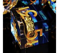 Lot de 7 dés DND polyédriques D&D en résine à bords tranchants pour jeux de rôle Donjons et Dragons D20 D12 D10 D8 D6 D4 D%