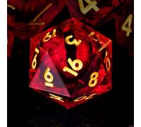 Lot de 7 dés œil de dragon DND - En résine - Bords tranchants - D&D - Pour donjons et dragons - D20 D12 D10 D8 D6 D4 (rouge)
