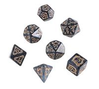 Lot de 7 dés polyédraux en acrylique multi-faces - Dices de jeu à motif dragon - Lire le nombre facile et durable - Ensemble de dés polyédriques