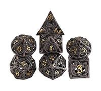 Lot de 7 dés polyédriques creux en cuivre avec boîte en métal pour jeux de rôle et enseignement des mathématiques