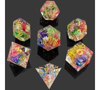 Lot de 7 dés polyédriques DND en résine à bord tranchant D&D Dice Set de dés de fleurs pour Donjons et Dragons RPG MTG Jeux de table