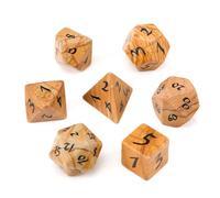 Lot de 7 dés polyédriques en cristal de qualité supérieure pour DND - Dés polyédriques pour RPG - Cadeaux de jeu sur table (marbre veine de bois noir) (pierre grain de bois jaune)