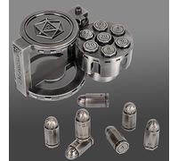 Lot de 7 dés polyédriques en métal avec récipient cylindrique rotatif - Dés de style cyberpunk pour jeux de table sur le thème D&D, science-fiction, guerre ou crime (argent)