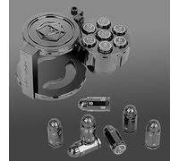 Lot de 7 dés polyédriques en métal avec récipient cylindrique rotatif - Dés de style cyberpunk pour jeux de table sur le thème D&D, science-fiction, guerre ou crime (noir)