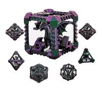 Lot de 7 dés polyédriques en métal durables pour jeux de rôle DND, TTRPG, Donjons et Dragons