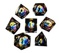 Lot de 7 dés polyédriques minuscules, design unique à noyau liquide, kit d'accessoires portables, collection de jeux de société, pour joueurs, table de jeu, RPG, fantaisie, donjon, aventure