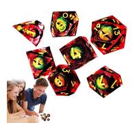 Lot de 7 dés polyédriques minuscules, design unique à noyau liquide, kit d'accessoires portables, collection de jeux de société, pour joueurs, table de jeu, RPG, fantaisie, donjon, aventure