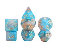 Lot de 7 dés polyédriques pour jeux de table DND - Bleu clair - Étoiles