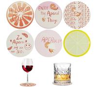 Lot de 7 dessous de verre ronds de 10 x 10 cm - Décoration de table d'été - Dessous de verre avec fête d'été - Idée cadeau multicolore - Pour Noël, anniversaire