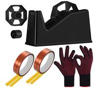 Lot de 7 distributeurs de ruban adhésif thermique avec base antidérapante lestée et 4 rubans de transfert de chaleur, 2 gants résistants à la chaleur, gants en silicone résistants à la chaleur (noir)