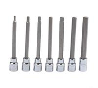 Lot de 7 douilles hexagonales extra longues avec extrémité sphérique pour espaces restreints 3/8" pour outils en alliage d'acier S2 dans un étui de rangement