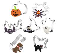 Lot de 7 Emporte-pièces D'Halloween en Acier Inoxydable-Pierre Tombale, Fantôme, Chat Effrayant, Araignée, Citrouille, Chapeau De Sorcière, Chiot -Pour les Enfants de Décoration de Fête D'Halloween