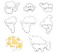 Lot de 7 emporte-pièces en forme de carte du monde - Pochoir de décoration de gâteaux - En forme de sept continents - Pour gâteaux, cookies, cupcakes, fondants, pâtisseries