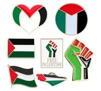 Lot de 7 épingles drapeau palestinien 7 styles en alliage robuste pour soutenir les voyages internationaux pour chapeaux