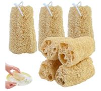 Lot de 7 éponges luffa naturelles en concombre, 10 cm, exfoliant luffa biodégradable, parfaites pour les soins du corps, la cuisine, la salle de bain et le savon loofah