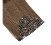 Lot de 7 extensions à clips invisibles, cheveux humains Remy en PU, extensions à clips for femmes(Light Brown,16inch 120G)