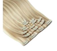 Lot de 7 extensions à clips invisibles, cheveux humains Remy en PU, extensions à clips for femmes(P18-613,14inch 110G)