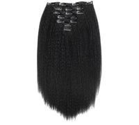 Lot de 7 extensions capillaires à clips, fibre synthétique haute température noire, 16 clips, pose sans colle, style naturel façon cheveux humains, pour toutes les occasions
