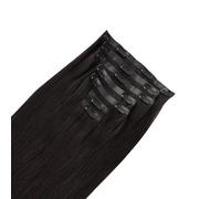 Lot de 7 extensions de cheveux à clips invisibles, en cheveux humains Remy PU, for femmes, avec 16 clips.(Black,16inch 130g)