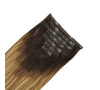 Lot de 7 extensions de cheveux à clips invisibles, en cheveux humains Remy PU, for femmes, avec 16 clips.(2-6-18,14inch 130g)