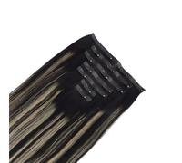 Lot de 7 extensions de cheveux à clips invisibles, en cheveux humains Remy PU, for femmes, avec 16 clips.(1B-19-1B,16inch 130g)