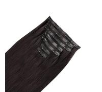 Lot de 7 extensions de cheveux à clips invisibles, en cheveux humains Remy PU, for femmes, avec 16 clips.(Black Brown,14inch 130g)