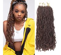Lot de 7 extensions de cheveux au crochet - 40,6 cm - Marron - Soft Locs - Goddess Locs