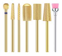 Lot de 7 forets à ongles en carbure de tungstène pour manucure et pédicure Doré 3/32"