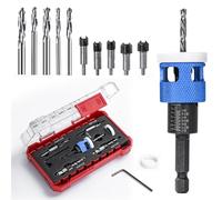 Lot de 7 forets coniques pour bois avec forets coniques HSS et tige hexagonale de 6,35 mm à changement rapide pour le travail du bois avec boîte de rangement