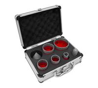 Lot de 7 forets diamantés pour carrelage avec foret chanfreiné, kit de forets diamantés pour le perçage sur carrelage, céramique, carrelage de salle de bain (rouge, argent)