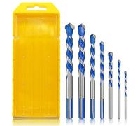 Lot de 7 forets diamantés torsadés pour murs de brique pour porcelaine, carrelage en carbure de 3 mm, 4 mm, 5 mm, 6 mm, 8 mm, 10 mm, 12 mm