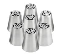 Lot de 7 grandes douilles à douille en forme de fleurs en acier inoxydable pour poche à douille DIY gâteau